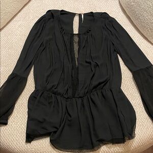 Free People Black Sheer Blouse